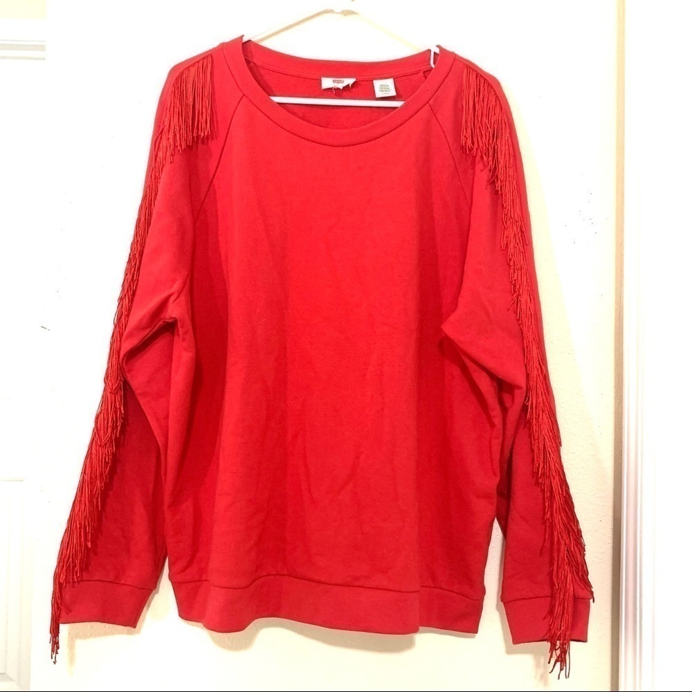 Levi's® Reese Frayed Sweatshirt red women’s size XL - Picture 3 of 9